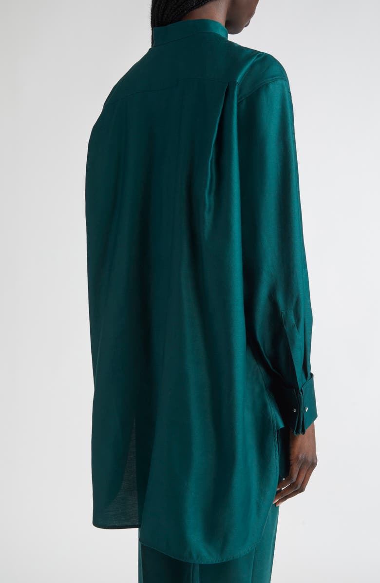 Max Mara Anta Oversize Cotton Sateen Button-Up Shirt, Alternate, color, Dark Green