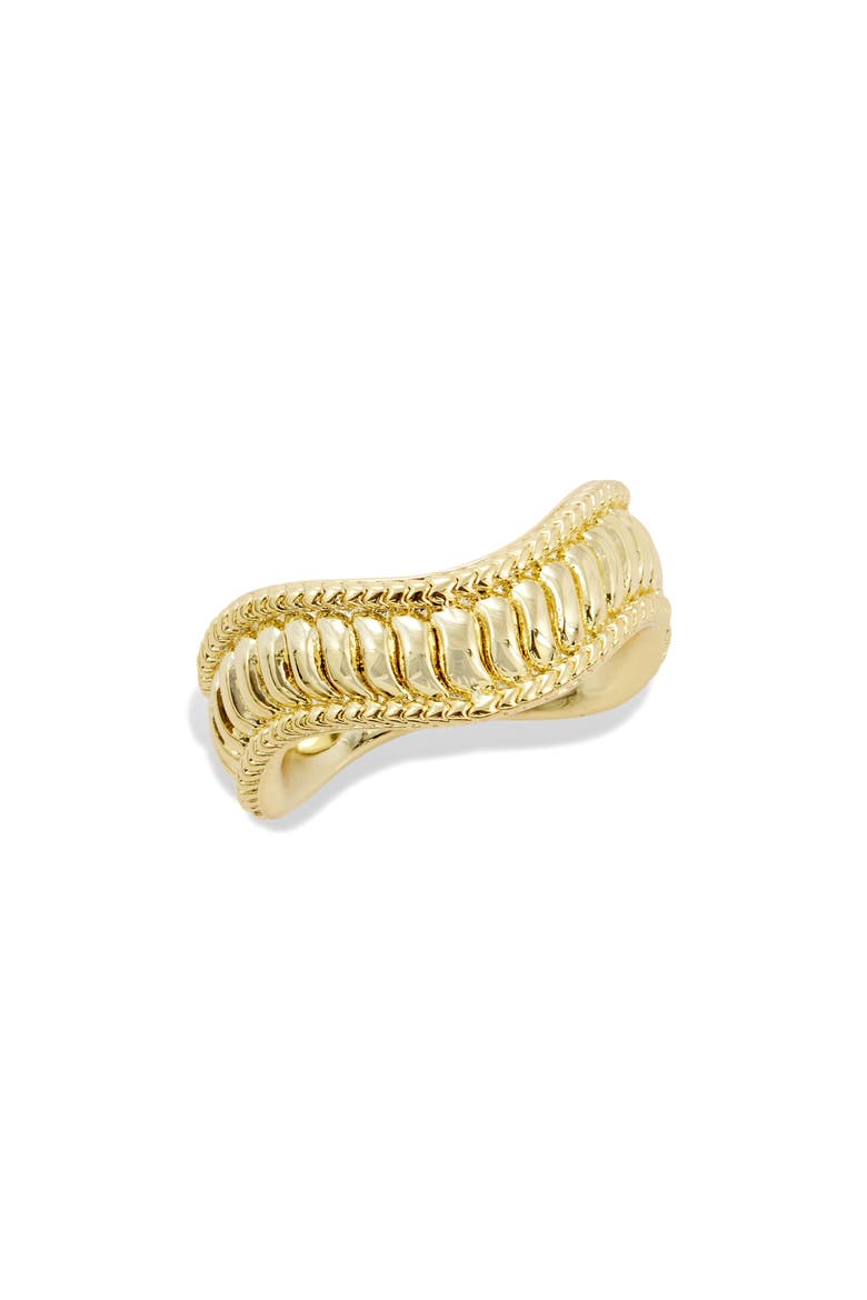 CZ Wave Textured Ring, Main, color, YELLOW