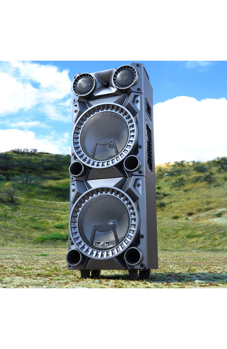 Befree Sound Rechargeable Bluetooth 12in Double Subwoofer Portable Party Speaker, Alternate, color, Grey