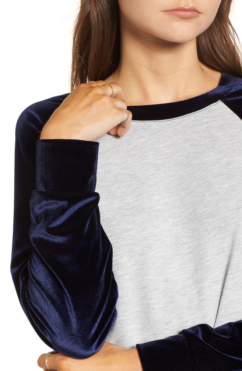 Treasure & Bond Velour Baseball Tee, Alternate, color, 