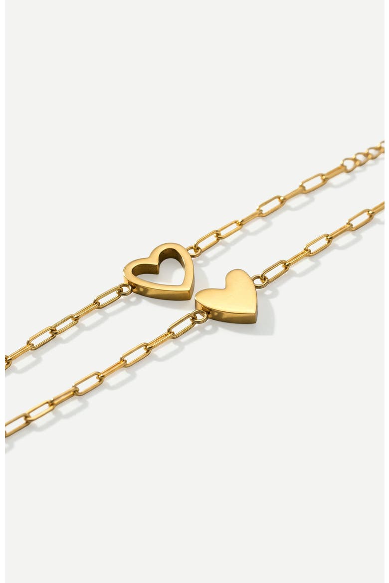 Perfect Fit Heart Bracelet Set, Alternate, color, Gold