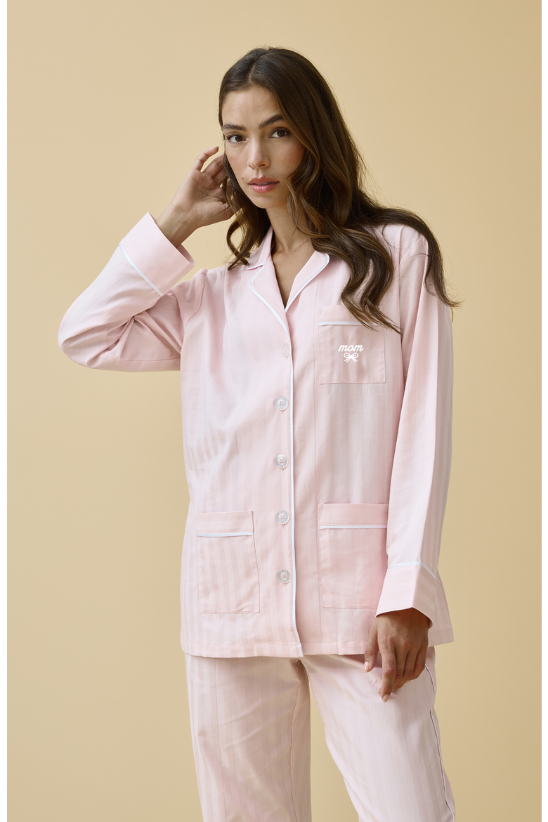 Mom Cotton Pajama Set, Main, color, Pink Peony