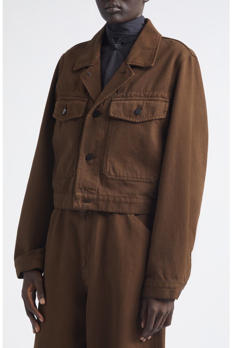 Crop Heavy Cotton Twill Jacket, Alternate, color, CACAO