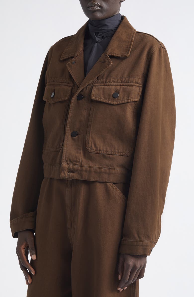 Lemaire Crop Heavy Cotton Twill Jacket, Alternate, color, Cacao
