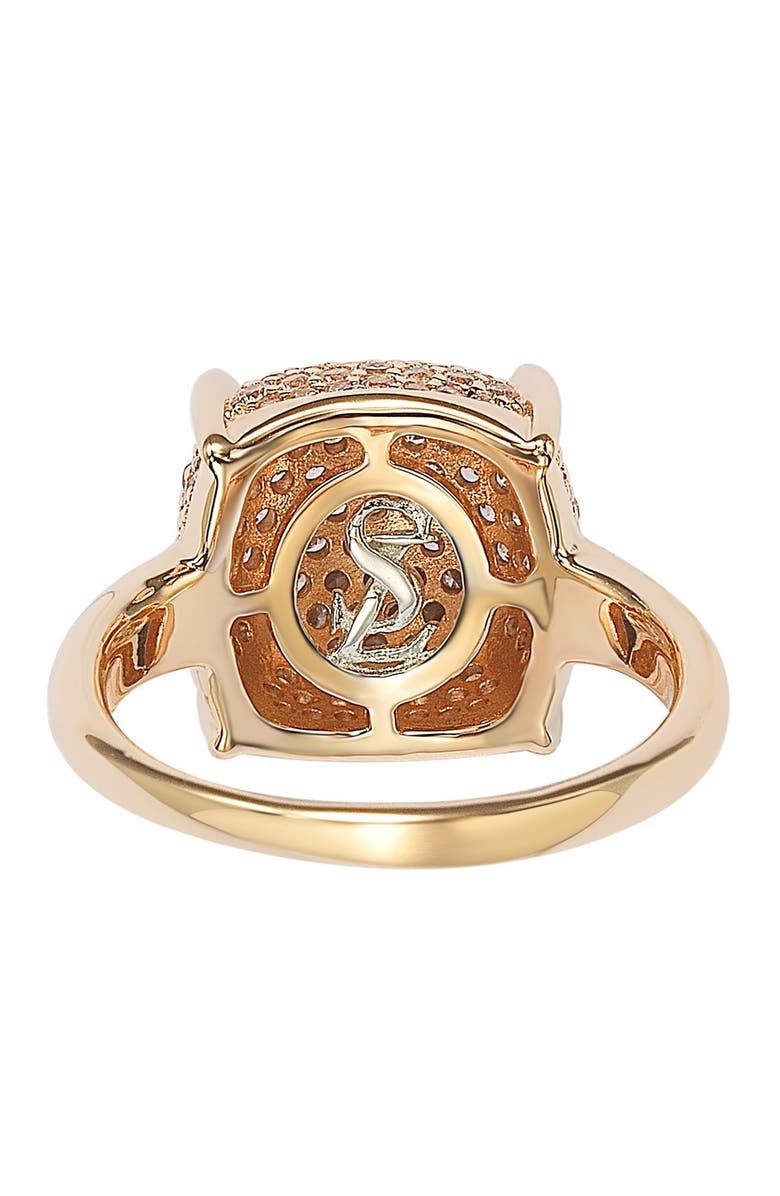 SUZY LEVIAN Rose-Tone Sterling Silver Prong Set Cushion Shape Pave CZ Ring, Alternate, color, Pink