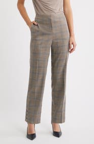 Anne Klein Plaid Straight Leg Ankle Pants