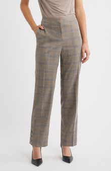 Plaid Straight Leg Ankle Pants