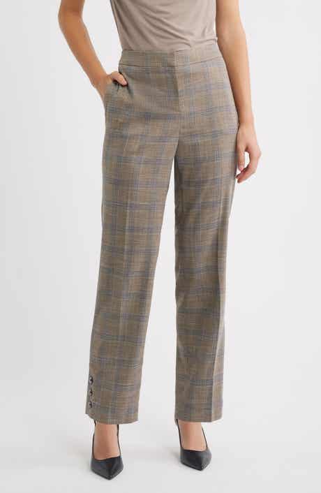 Plaid Straight Leg Ankle Pants