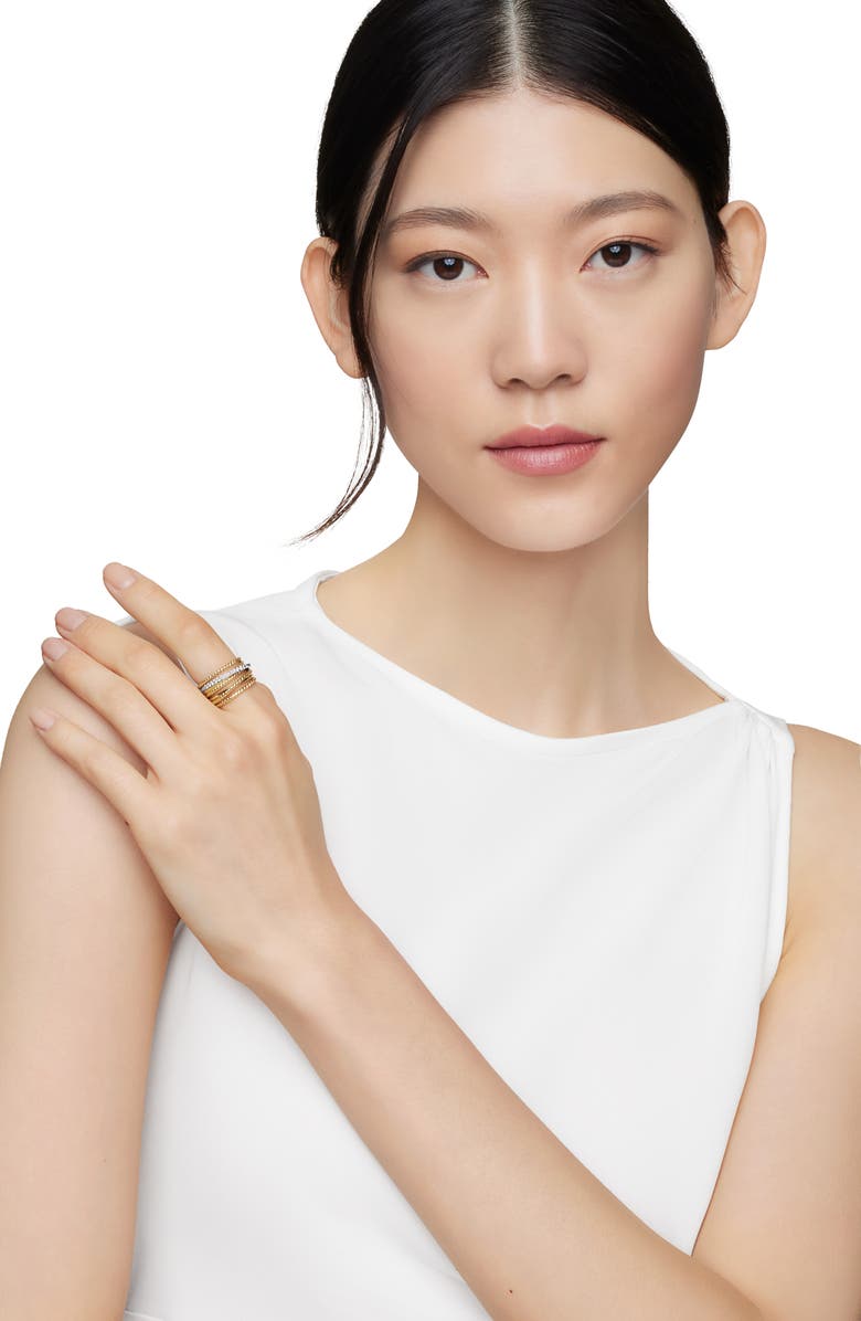 David Yurman DY Crossover Ring with Diamonds in Gold, Alternate, color, Diamond