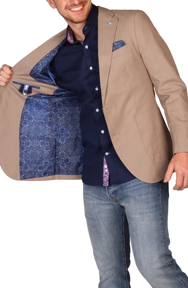 TailorByrd Modern Fit Heathered Micro Check Sport Coat Glen Plaid Sport Coat, Alternate, color, Tan
