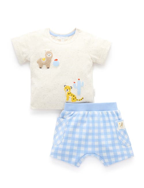 Purebaby Gingham Short And Tee Set In White