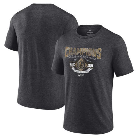 Men's Fanatics Branded  Heather Charcoal Vegas Golden Knights 2023 Western Conference Champions Icing Tri-Blend T-Shirt