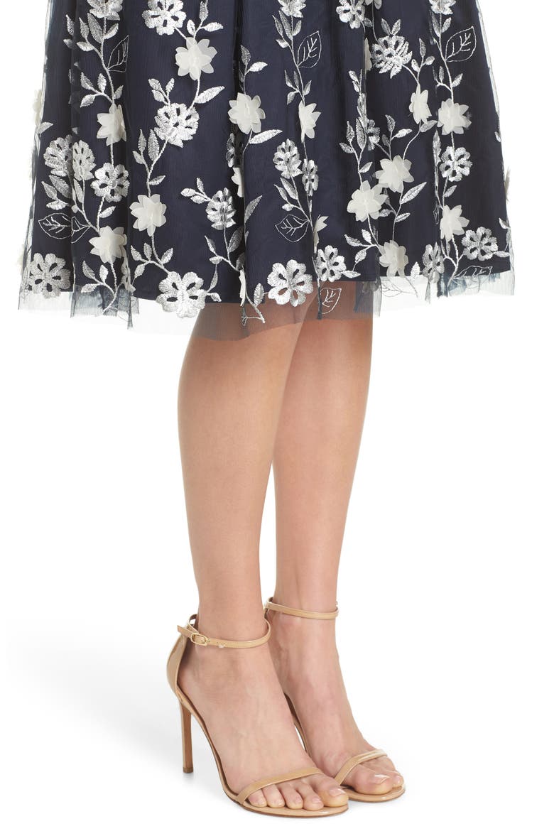 Embroidered A-Line Skirt, Alternate, color, NAVY IVORY