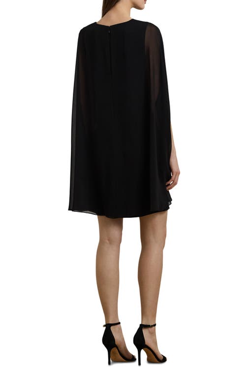 Ralph Lauren Women's Belted Cape Georgette Cocktail Dress In Black