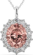 ALLUREZ Oval Morganite & Diamond Halo Pendant Necklace 14k