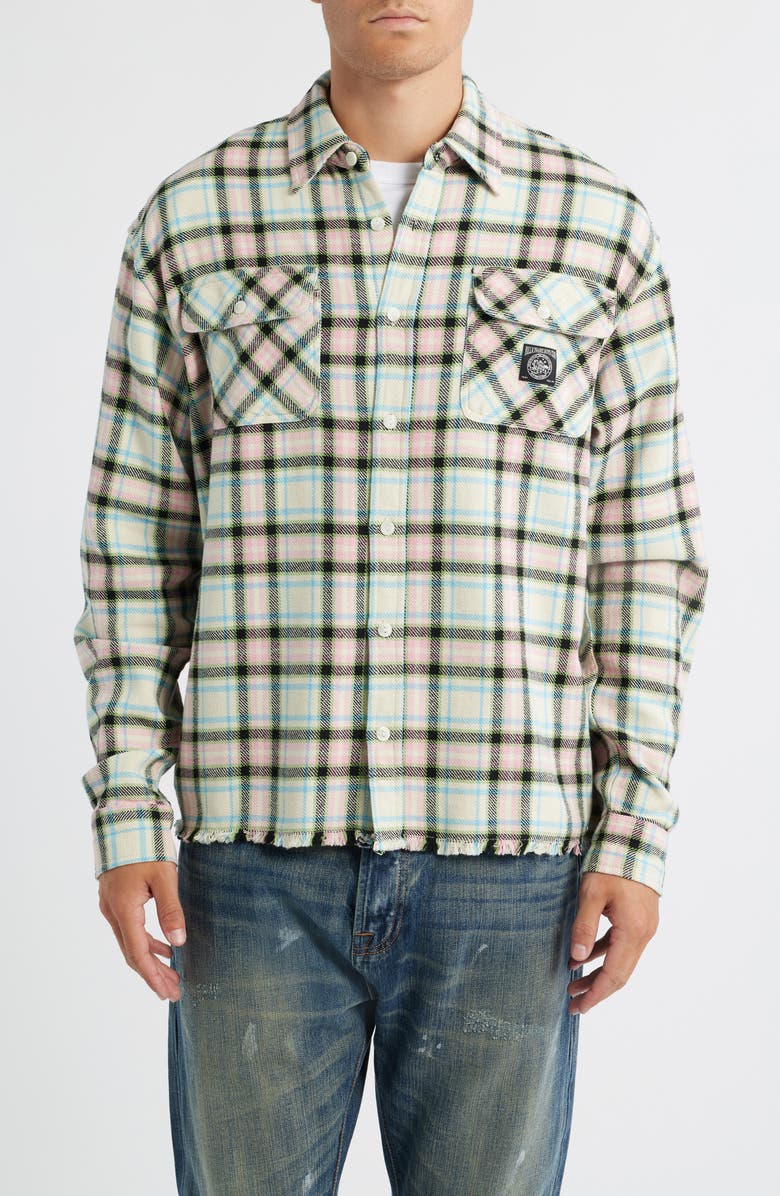Billionaire Boys Club BB Dust Storm Plaid Button-Up Shirt, Alternate, color, Winter White