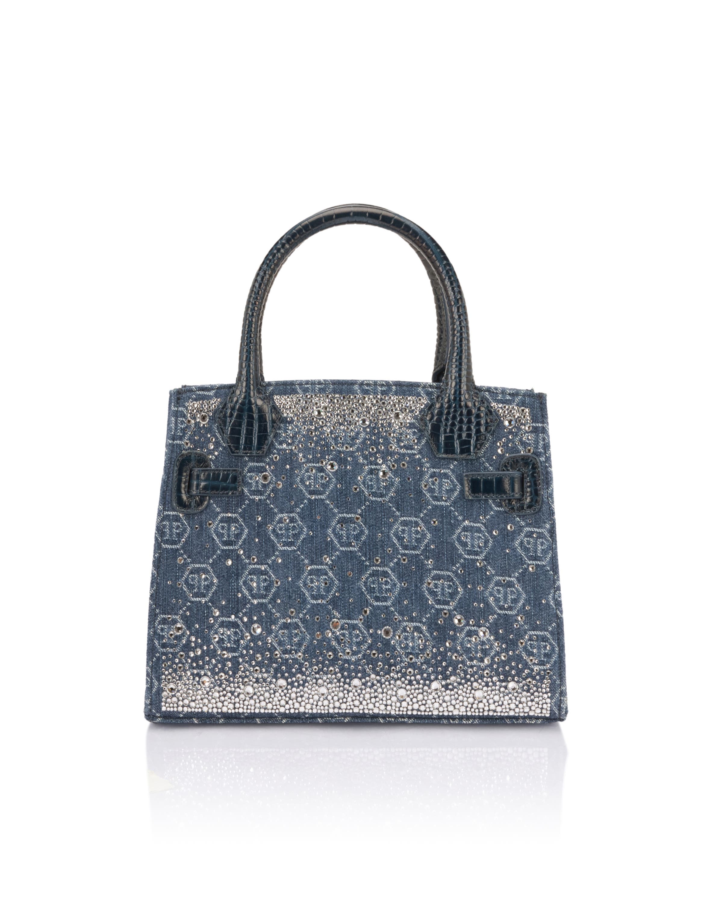 Small Shopper Bag Monogram Strass Women, Alternate, color, lightblue