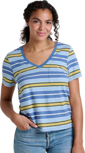 (取寄) トードアンドコー レディース グロム V ネック ショート スリーブ シャツ Toad&Co women Grom V Neck Short Sleeve Shirt Sunset Stripe Toad & Co Women's Grom V-Neck Short Sleeve Shirt | Nordstrom