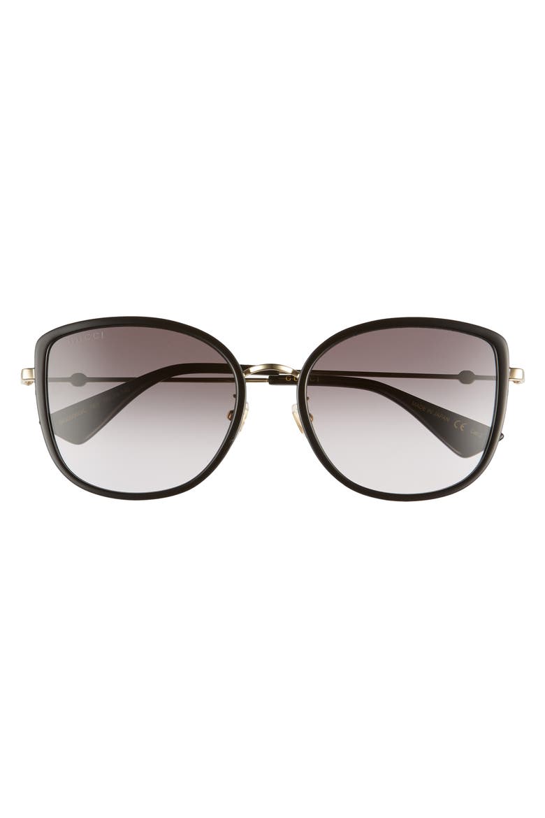 56mm Gradient Cat Eye Sunglasses, Main, color, BLACK/ GREY GRADIENT