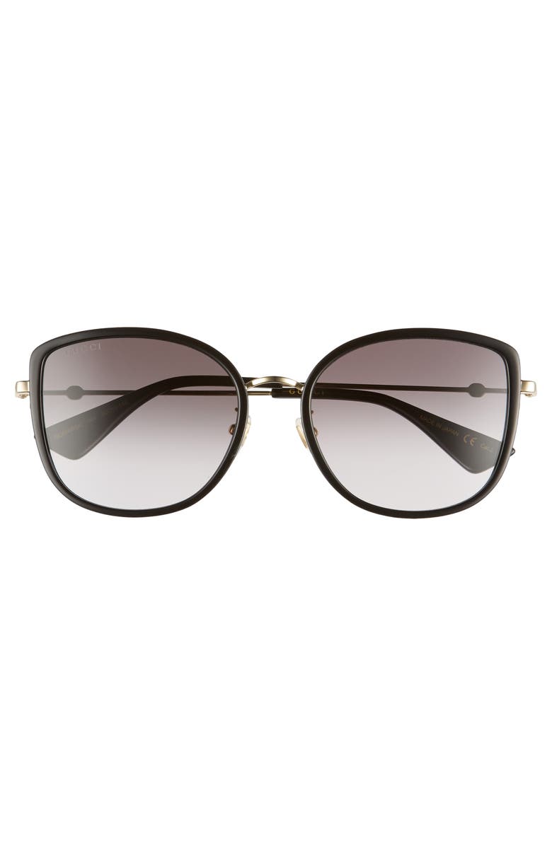 Gucci 56mm Gradient Cat Eye Sunglasses, Main, color, Black/ Grey Gradient
