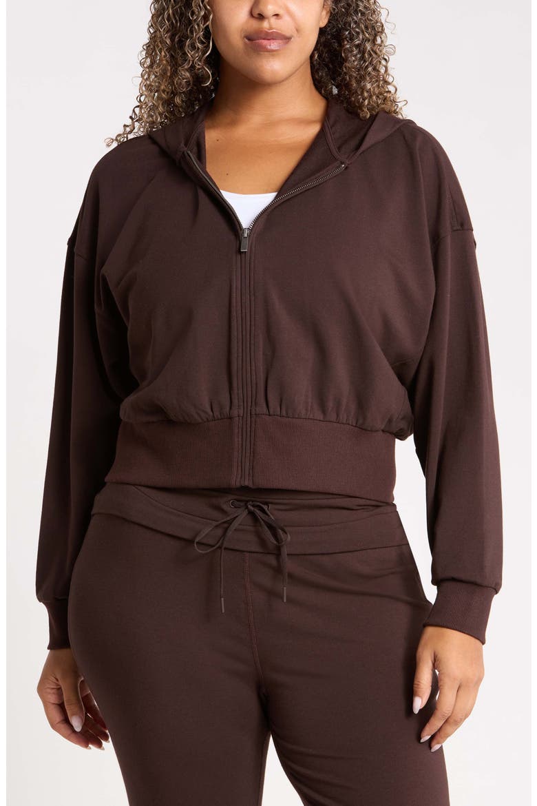 Weekend Stretch Cotton Blend French Terry Hoodie, Alternate, color, BROWN MOLE'