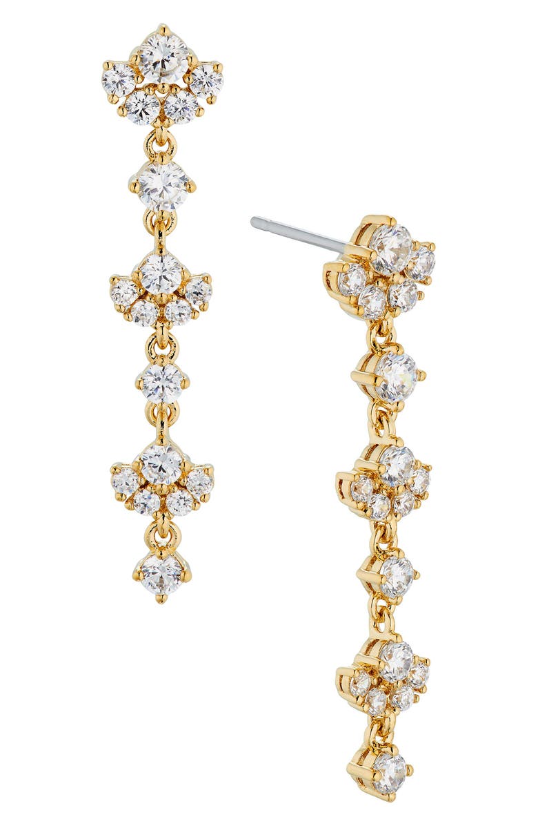 Nadri Cubic Zirconia Linear Drop Earrings, Main, color, Gold