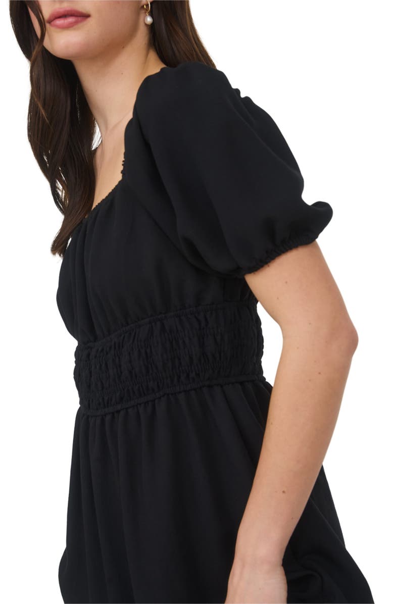 AUGUST SKY Puff Sleeve Midi Dress, Alternate, color, Black