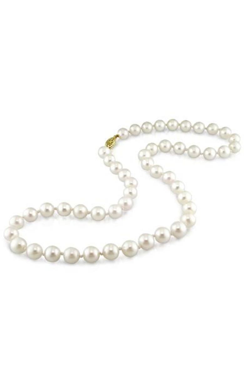 Julianna B. Cultured Akoya Pearl Necklace 14K Beaded Clasp, Main, color, Pearl Grade: A