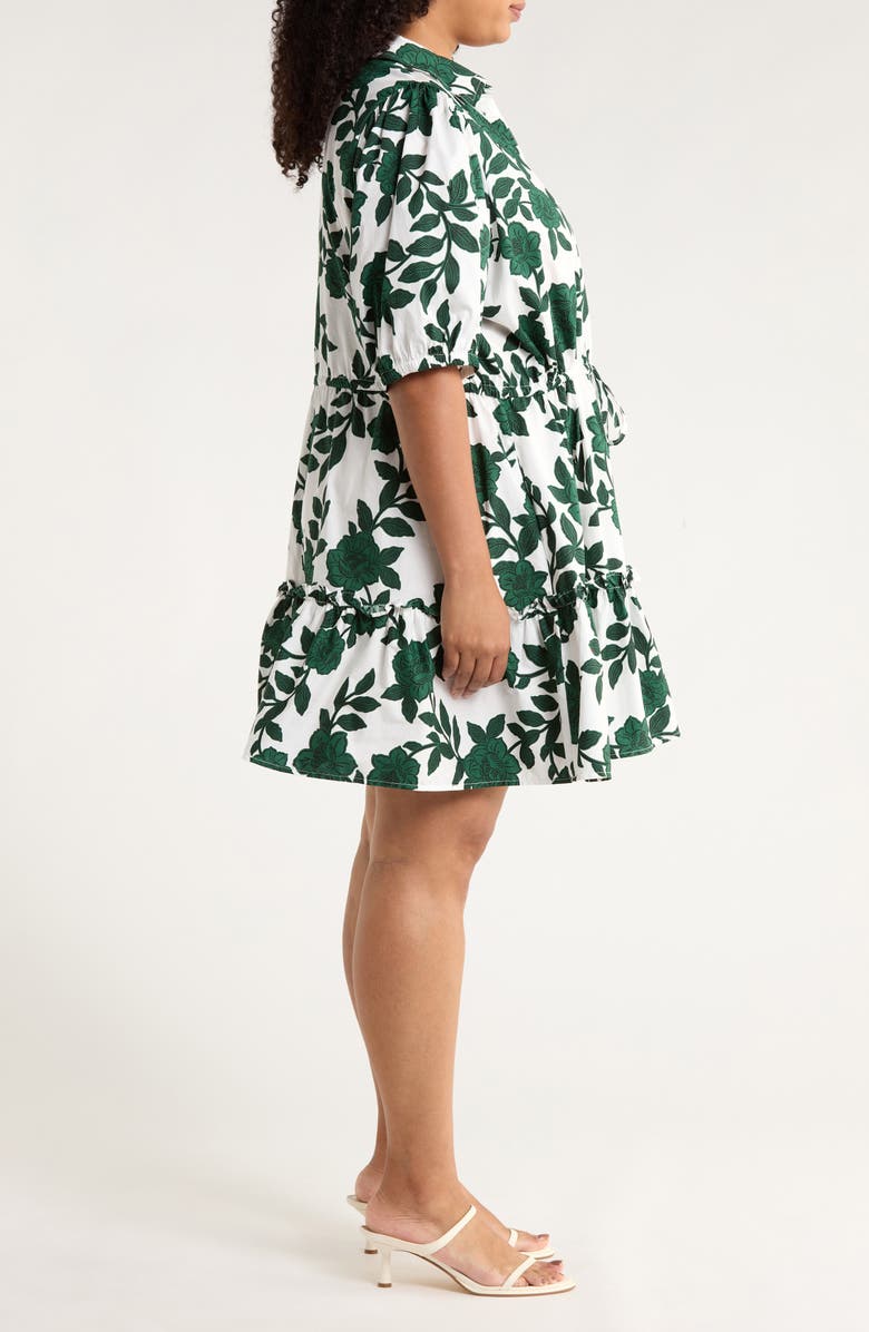 SUGARLIPS Kane Floral Stacie Cotton Shirtdress, Alternate, color, White-Forest