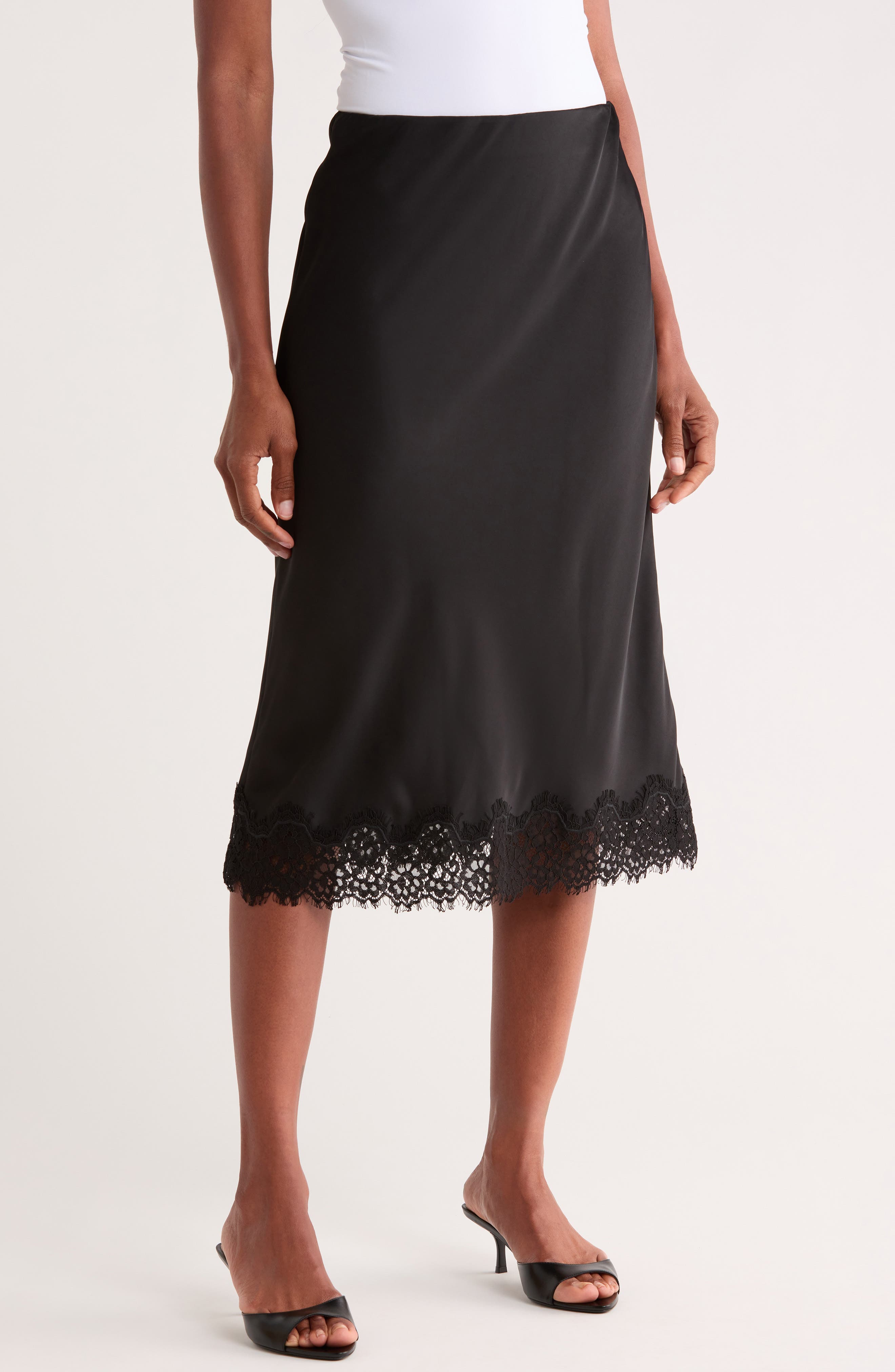 Lace Trim Slip Skirt