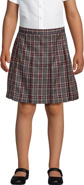 Lands' End School Uniform Girls Plaid Box Pleat Skirt Top of the Knee