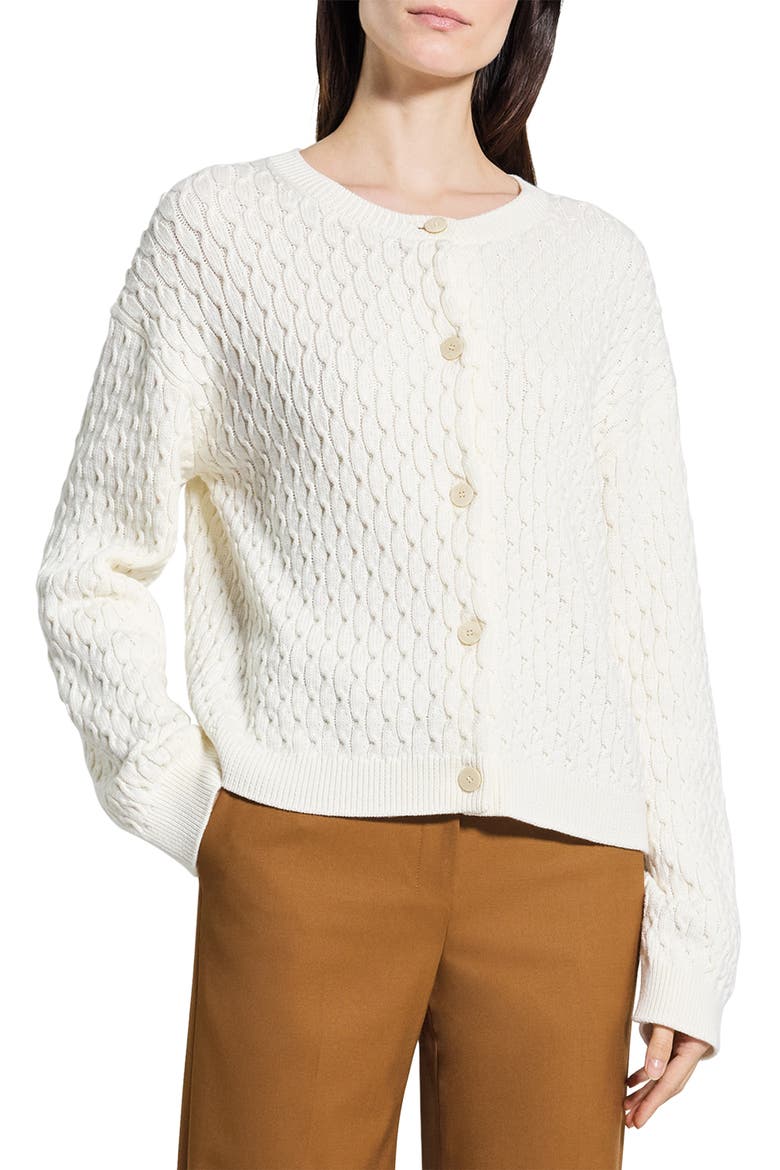 Textured Organic Cotton Cardigan, Main, color, IVORY
