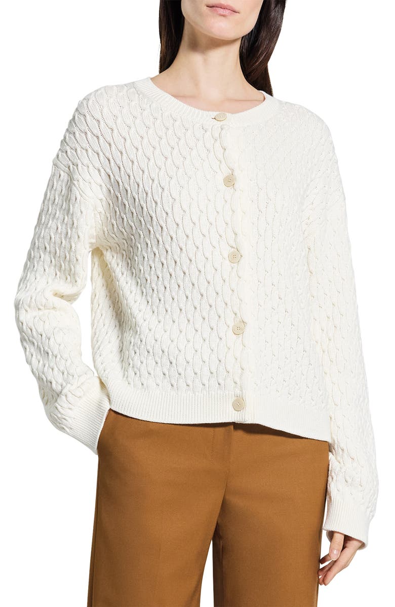 Theory Textured Organic Cotton Cardigan, Main, color,