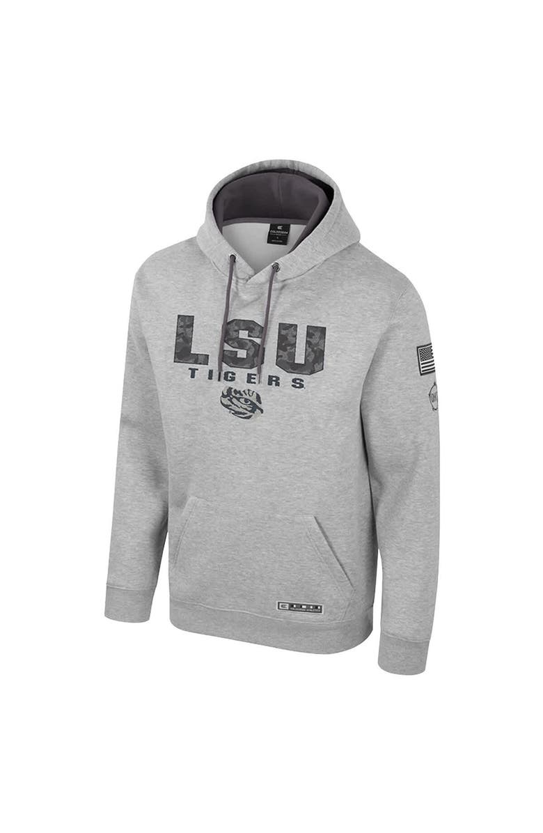 COLOSSEUM Men's Colosseum Heather Gray LSU Tigers Oorah OHT Military Appreciation Pullover Hoodie, Alternate, color, Heather Gray