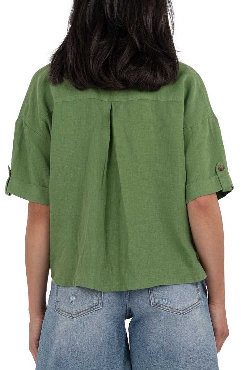 KUT from the Kloth Breland Boxy Linen Blend Button-Up Shirt, Alternate, color, Green