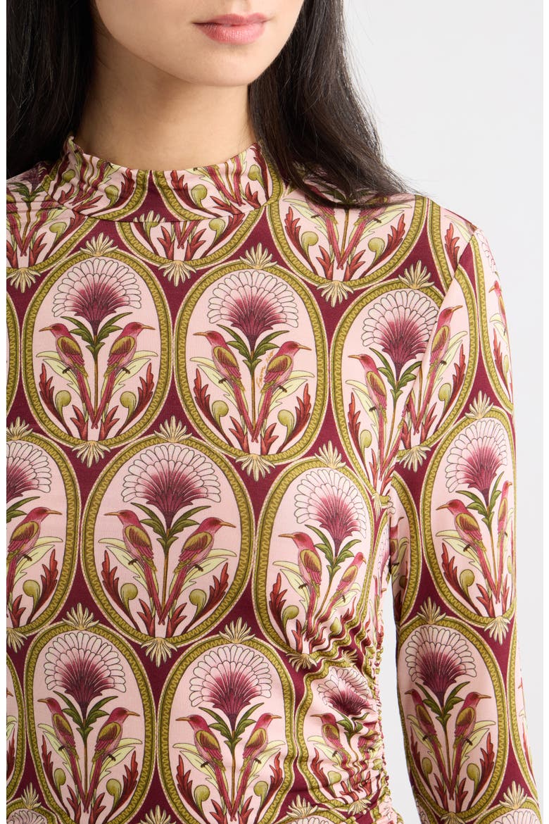 Garden Medal Mock Neck Top, Alternate, color, PINK MULTICOLOR