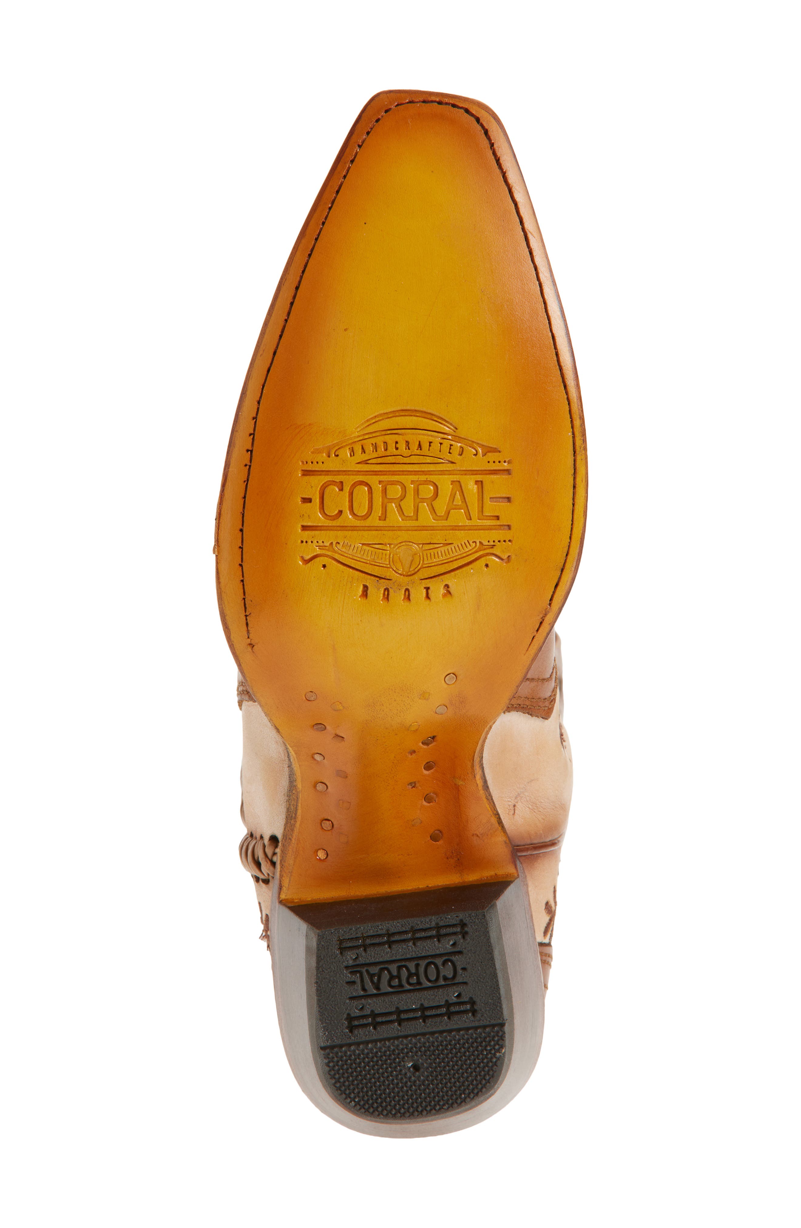 CORRAL Horseshoe Overlay Western Boot, Alternate, color, Honey