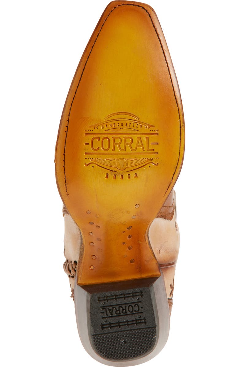 CORRAL Horseshoe Overlay Western Boot, Alternate, color, Honey