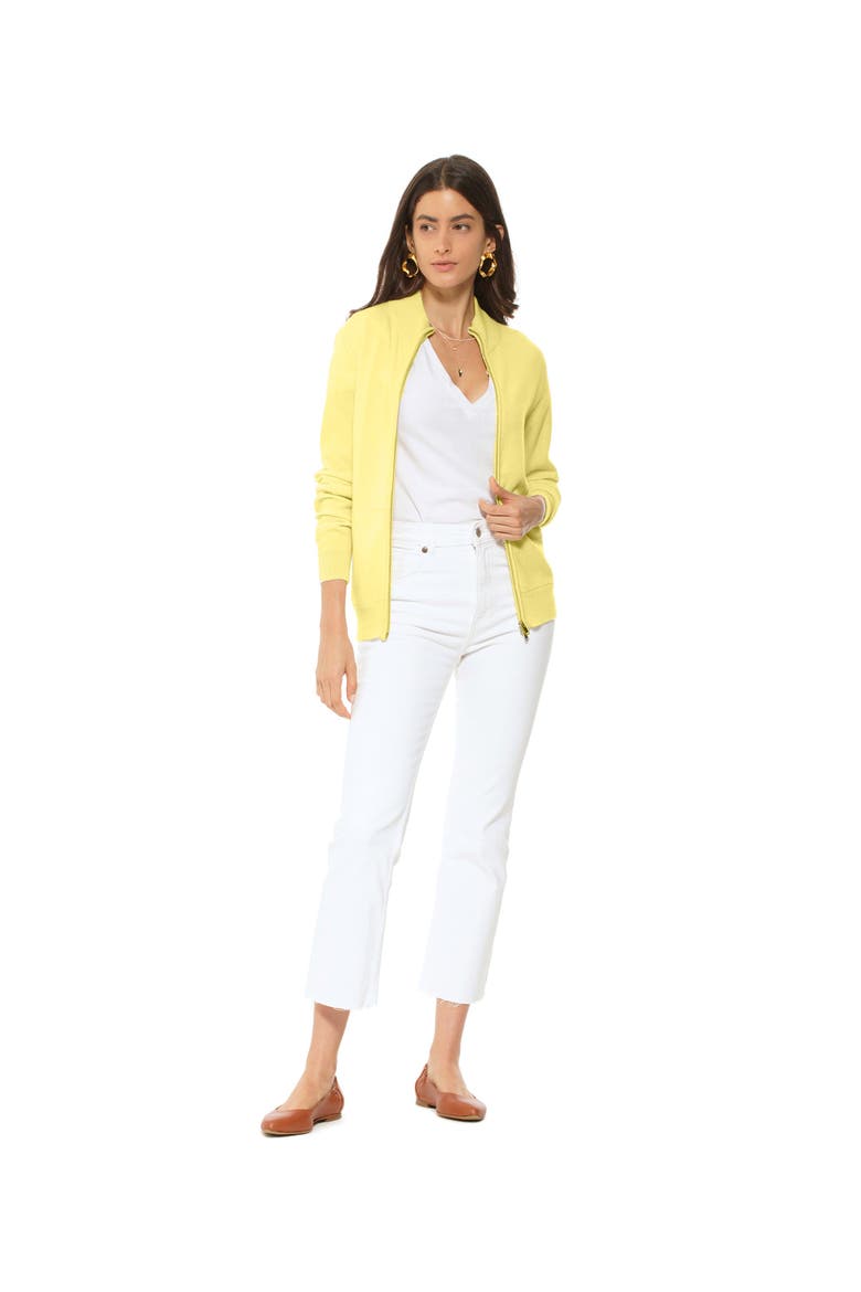 Pure Cashmere Double Slider Slider Zip Cardigan, Alternate, color, Lemon Yellow