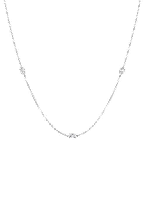 Everyday By Hautecarat Mixed Shape Diamond Station Necklace In 14k White Gold