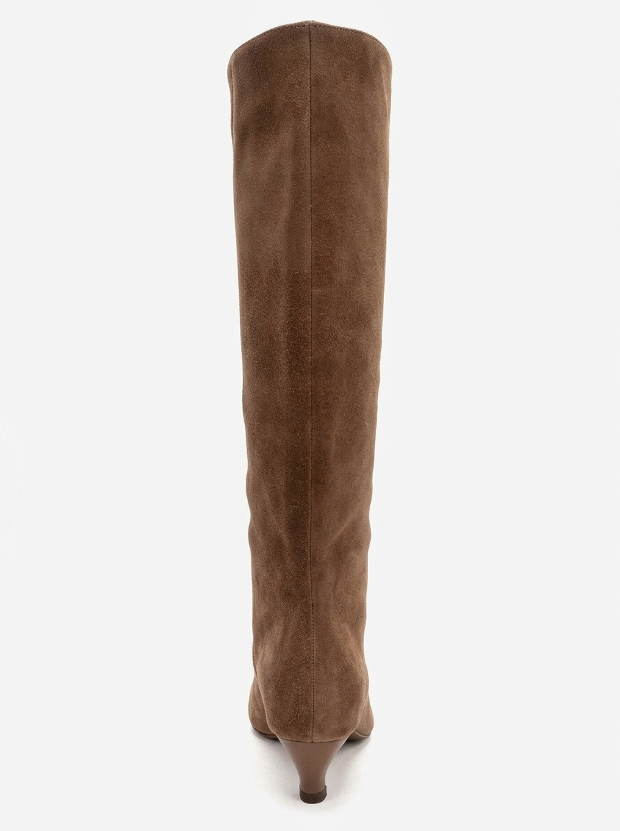 Corvel Leather Kitten Heel Knee High Boot, Alternate, color, Cognac Suede