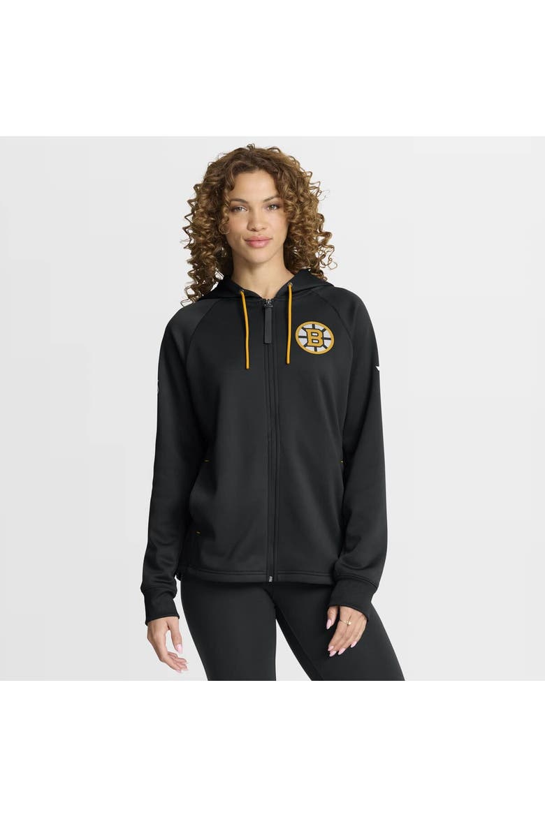 Women's Fanatics Black Boston Bruins Authentic Pro Rink Raglan Full-Zip Hoodie, Alternate, color, Black