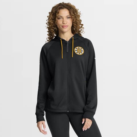 Women
s Fanatics Black Boston Bruins Authentic Pro Rink Raglan Full-Zip Hoodie