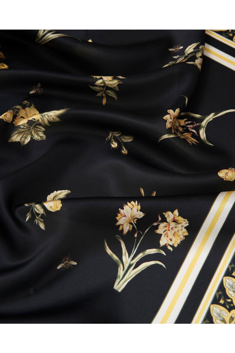 Nouveau Floral Small Square Scarf, Alternate, color, Black