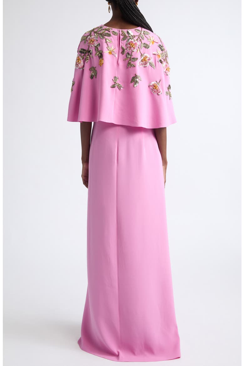 Beaded Mixed Botanical Embroidered Stretch Silk Georgette Dress, Alternate, color, ROSEBUD