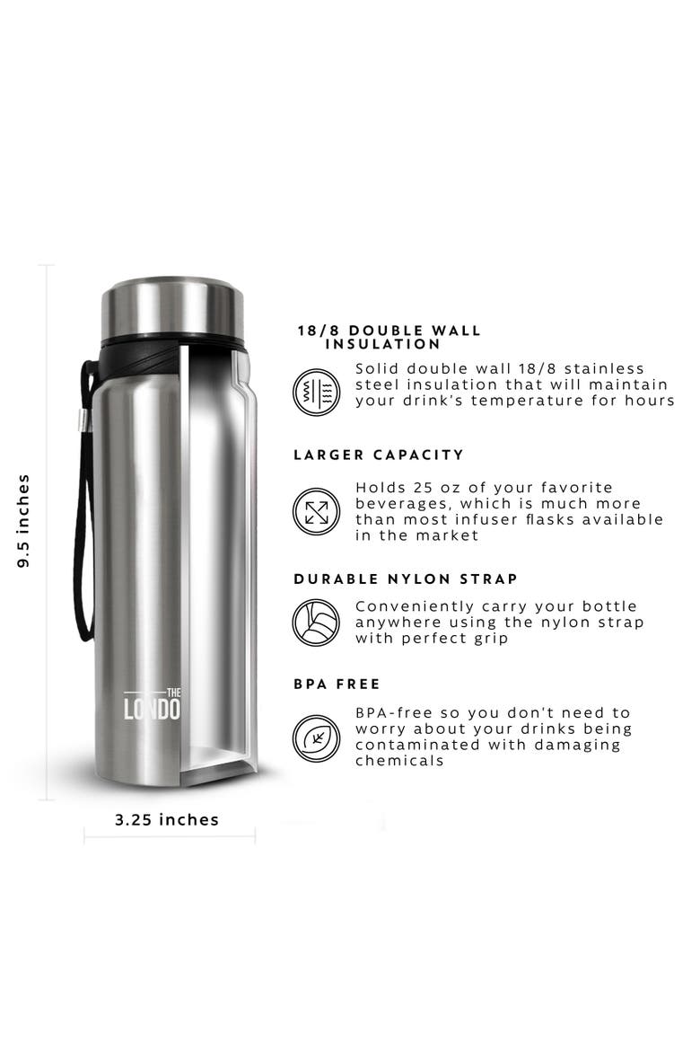 Infuser Bottle 25oz, Alternate, color, Metallic Silver
