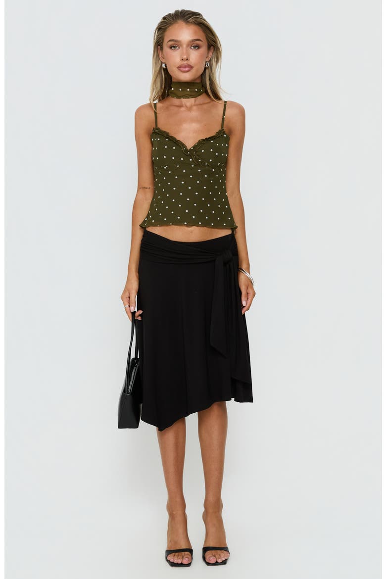 Mishy Scarf Detail Camisole, Alternate, color, OLIVE POLKA