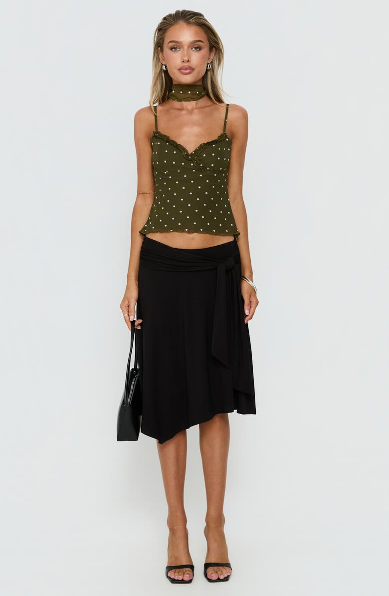 Princess Polly Mishy Scarf Detail Camisole, Alternate, color, Olive Polka