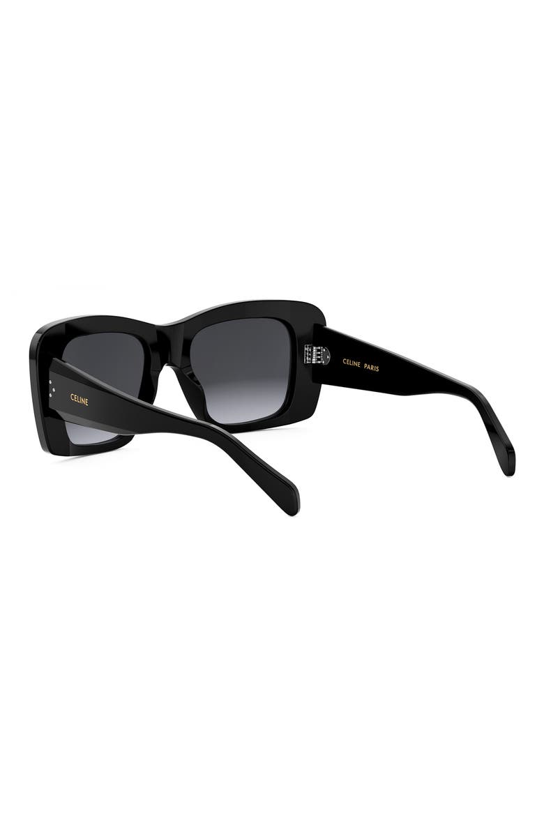 Bold 3 Dots 53mm Geometric Sunglasses, Alternate, color, SHINY BLACK / GRADIENT SMOKE