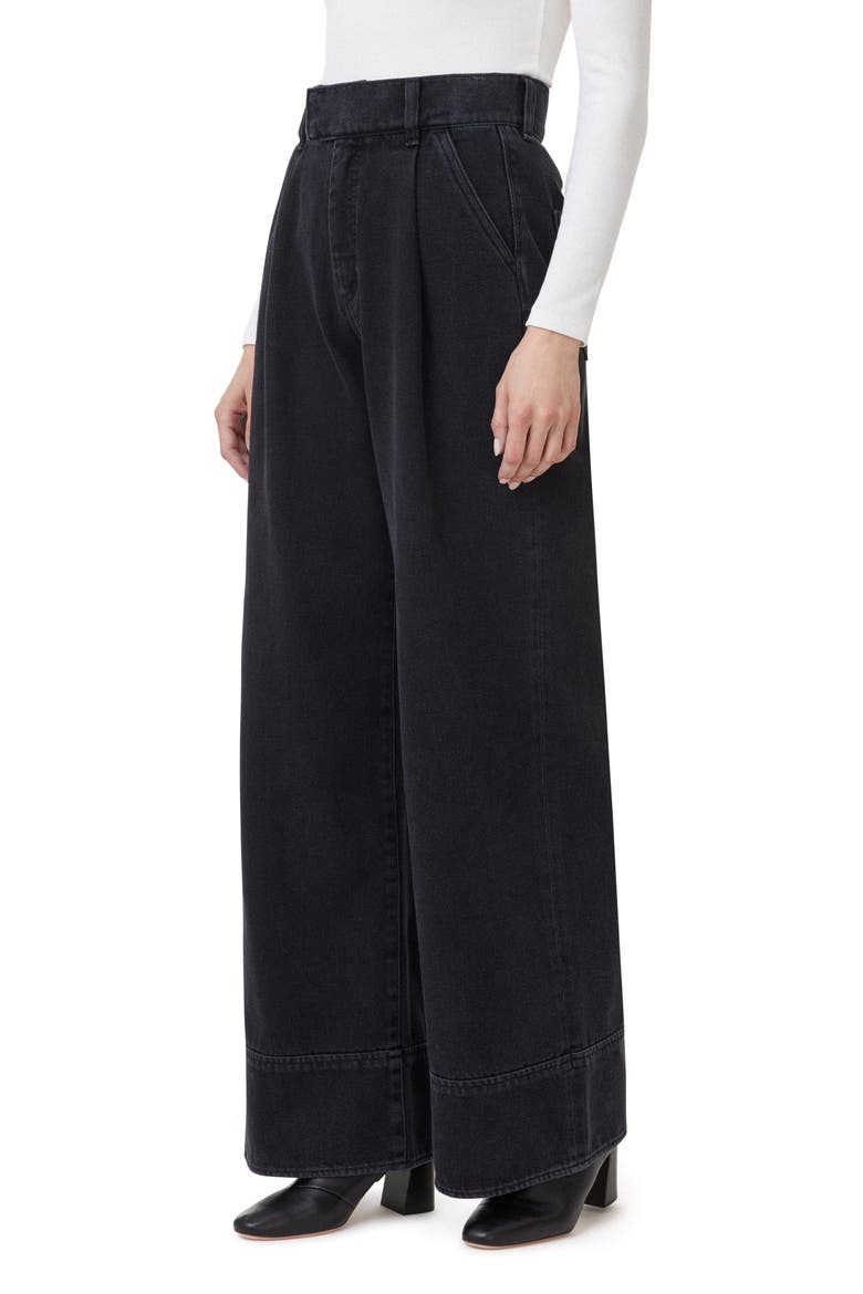 Pleated High Waist Super Wide Leg Jeans, Alternate, color, WASHED BLACK